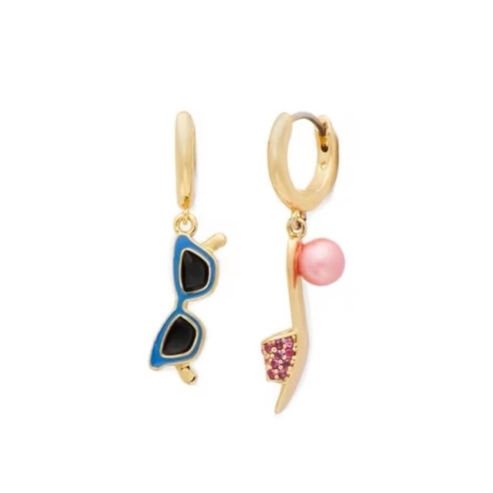 Kate Spade Sweet Treasures Sunglasses & Sandals Huggie Earrings